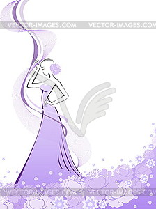 Woman in purple flowers - vector image