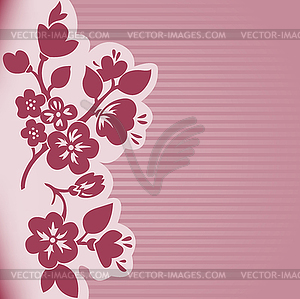 Flowering branch in striped background - vector clipart