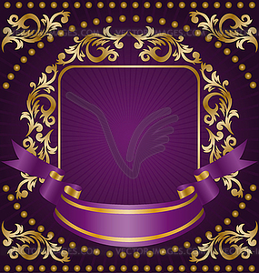 Gold ornament with ribbon - vector image
