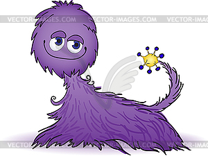 Purple furry creature - color vector clipart