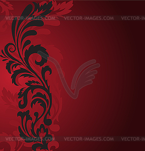 Black ornament on red - vector image