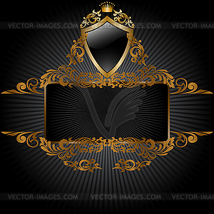 Black background with royal symbols - vector image
