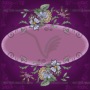 Oval frame with flowers - vector clipart / vector image