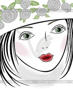 Girl with Roses - vector clipart