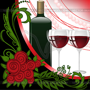 Жемчуг и вино - клипарт в формате EPS
