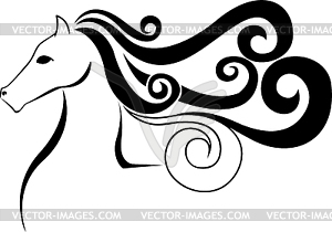 Black silhouette of horse - vector clipart