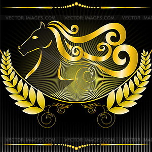 Golden emblem with horse - vector EPS clipart