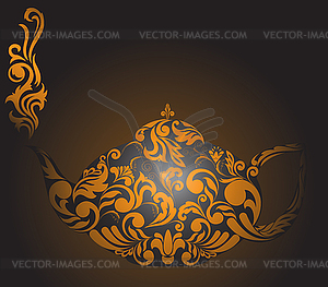 Teapot with golden ornaments - vector clipart