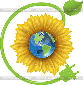 Sunflower and Globe - vector clipart