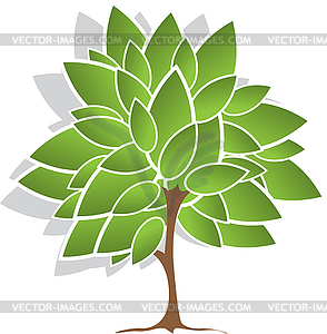 Tree with green leaves - vector clipart