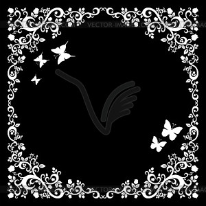 Black white beautiful floral ornament for your - vector clipart