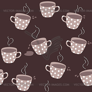 Seamless pattern with teacups - vector clip art