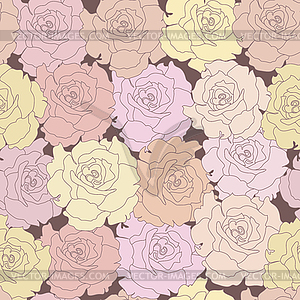 Seamless pattern with beige roses on design - vector image