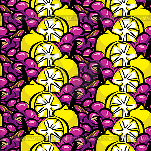 Lemon and grapes background - vector EPS clipart