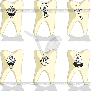 Emotion tooth cartoon set 010 - vector clipart