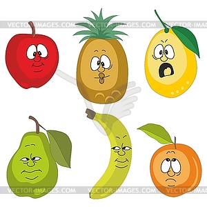 Emotion cartoon fruits set 00 - vector clip art