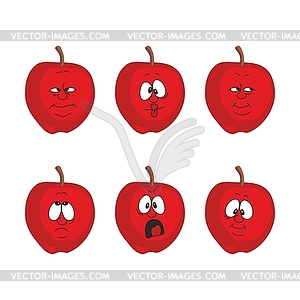 Emotion cartoon red apple set 00 - vector image