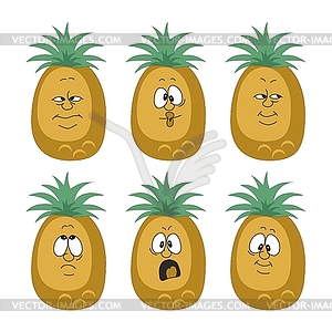 Emotion cartoon pineapple set 00 - vector clipart