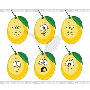 Emotion cartoon yellow lemon set 00 - vector clip art