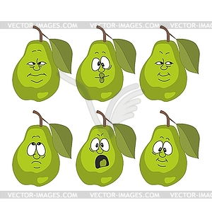 Emotion cartoon green pear set 00 - vector clipart / vector image