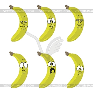 Emotion cartoon yellow banana set 00 - vector image