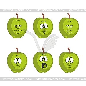 Эмоции мультяшный зеленое яблоко установлено 00 - изображение в формате EPS