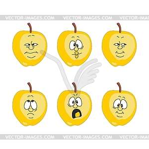 Emotion cartoon yellow apple set 00 - vector clip art