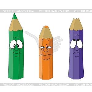 Cartoon emotional pencil set color 11 - vector image