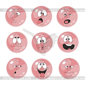 Emotion smiles pink color set 00 - color vector clipart