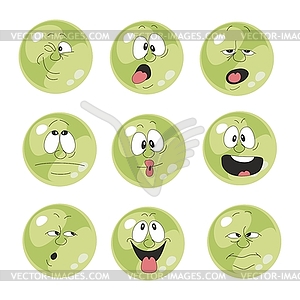 Emotion smiles green color set 00 - vector image