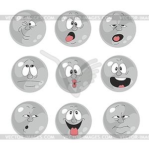 Emotion smiles gray color set 012 - vector clip art