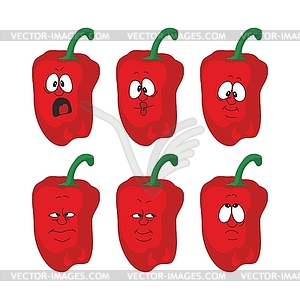 Emotion cartoon red pepper vegetables set 00 - vector clipart