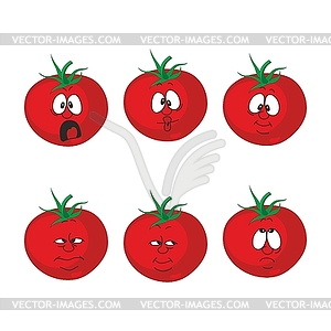 Эмоции мультяшный овощи красный помидор установлено 00 - клипарт в векторном формате
