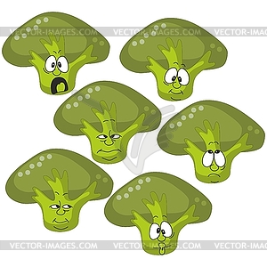 Эмоции мультяшный зеленые овощи шпинат установлено 00 - векторный клипарт EPS