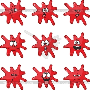 Emotion smiles cartoon red blot color set 00 - vector clipart