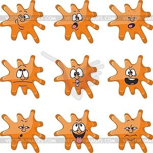 Emotion smiles cartoon orange blot color set 010 - vector clipart