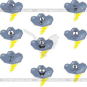 Weather cartoon flash cloud set 00 - vector clip art