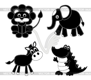 Silhouettes patchwork animals - vector image