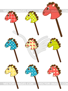 Set of patchwork horses  - vector clip art