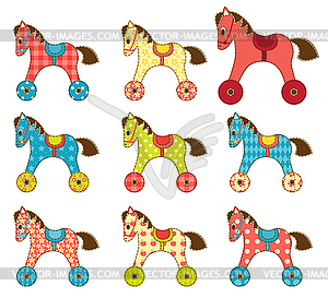 Set of patchwork horses  - vector image