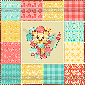 Lion patchwork pattern - royalty-free vector image