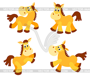 Набор счастливым лошадей - векторное изображение клипарта