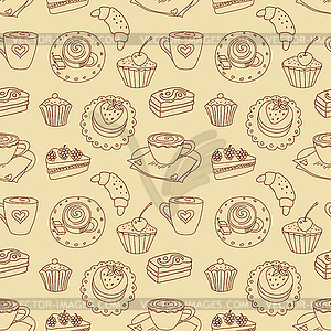 Coffee seamless line pattern - vector clipart