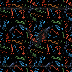 Nail and screw color seamless pattern - vector clipart