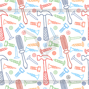 Tools seamless line color pattern - vector clip art