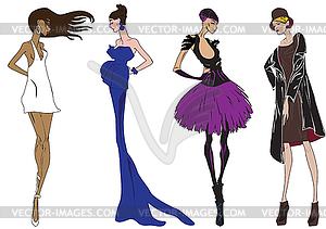 Four fashion girl - vector EPS clipart