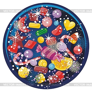 Candy Snow Globe - vector clip art