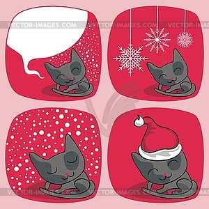 Cute Christmas Cats Set - vector clipart