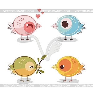 Cute birds set - royalty-free vector clipart