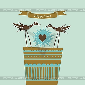 Happy love, happy birds - vector clipart